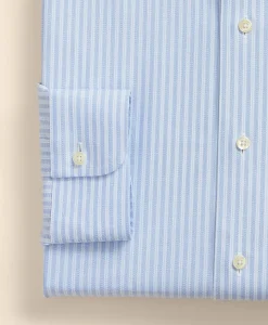 Stretch Supima® Cotton Non-Iron Royal Oxford English Spread Collar, Stripe Dress Shirt