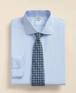Stretch Supima® Cotton Non-Iron Royal Oxford English Spread Collar, Stripe Dress Shirt