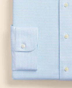 Stretch Supima® Cotton Non-Iron Royal Oxford Ainsley Collar, Grid Check Dress Shirt