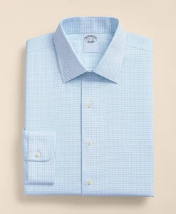 Stretch Supima® Cotton Non-Iron Royal Oxford Ainsley Collar, Grid Check Dress Shirt