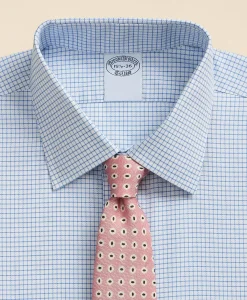 Stretch Supima® Cotton Non-Iron Royal Oxford Ainsley Collar, Grid Check Dress Shirt