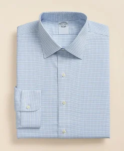 Stretch Supima® Cotton Non-Iron Royal Oxford Ainsley Collar, Grid Check Dress Shirt