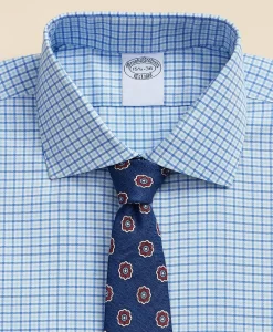 Stretch Supima® Cotton Non-Iron Royal Oxford English Spread Collar, Tattersall Dress Shirt