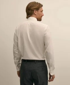 Stretch Supima® Cotton Non-Iron Twill Polo Button Down Collar, Heathered Sport Shirt
