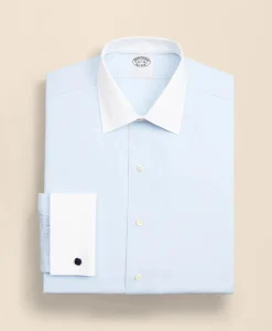 Stretch Supima® Cotton Non-Iron Pinpoint Oxford Contrast Ainsley Collar Dress Shirt
