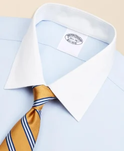 Stretch Supima® Cotton Non-Iron Pinpoint Oxford Contrast Ainsley Collar Dress Shirt