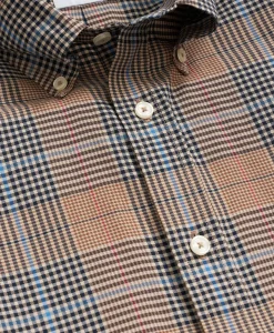 Stretch Supima® Cotton Non-Iron Twill Polo Button Down, Glen Plaid Sport Shirt