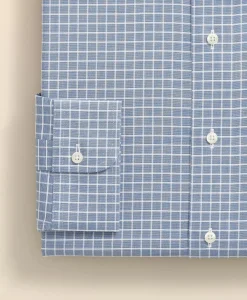 Stretch Supima® Cotton Non-Iron Textured Dobby Ainsley Collar, Graph Check Dress Shirt