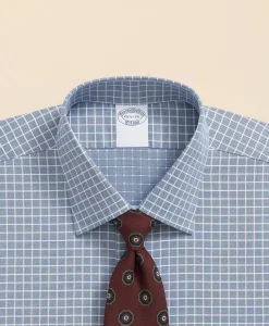 Stretch Supima® Cotton Non-Iron Textured Dobby Ainsley Collar, Graph Check Dress Shirt