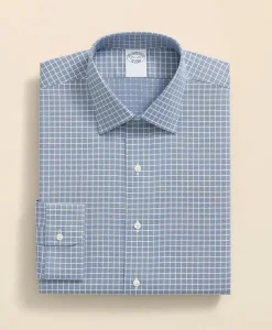 Stretch Supima® Cotton Non-Iron Textured Dobby Ainsley Collar, Graph Check Dress Shirt