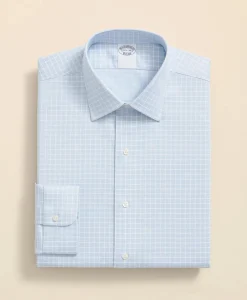 Stretch Supima® Cotton Non-Iron Textured Dobby Ainsley Collar, Graph Check Dress Shirt