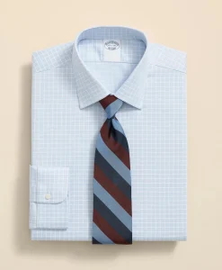 Stretch Supima® Cotton Non-Iron Textured Dobby Ainsley Collar, Graph Check Dress Shirt