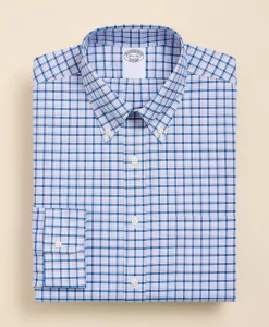 Stretch Supima® Cotton Non-Iron Broadcloth Button-Down Collar Bold Check Dress Shirt