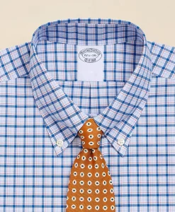 Stretch Supima® Cotton Non-Iron Broadcloth Button-Down Collar Bold Check Dress Shirt