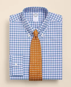Stretch Supima® Cotton Non-Iron Broadcloth Button-Down Collar Bold Check Dress Shirt