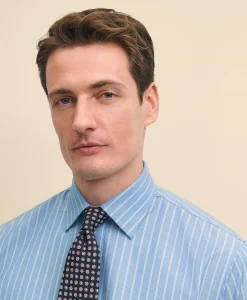 Stretch Supima® Cotton Non-Iron Royal Oxford Ainsley Collar, Striped Dress Shirt