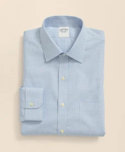 Stretch Supima® Cotton Non-Iron Pinpoint Oxford Ainsley Collar, Gingham Dress Shirt