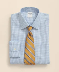 Stretch Supima® Cotton Non-Iron Pinpoint Oxford Ainsley Collar, Gingham Dress Shirt