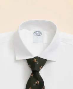 Stretch Supima® Cotton Non-Iron English Spread Collar, Herringbone Dress Shirt
