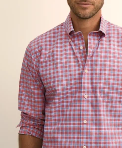 Stretch Supima® Cotton Non-Iron Broadcloth Polo Button-Down Collar, Check Sport Shirt