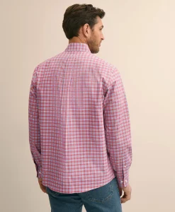 Stretch Supima® Cotton Non-Iron Broadcloth Polo Button-Down Collar, Check Sport Shirt