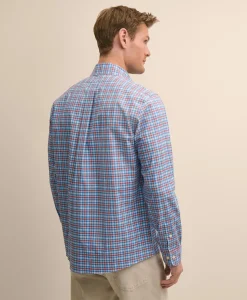 Stretch Supima® Cotton Non-Iron Broadcloth Polo Button-Down Collar, Check Sport Shirt