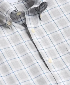 Stretch Supima® Cotton Non-Iron Twill Polo Button Down Collar, Heathered Plaid Sport Shirt