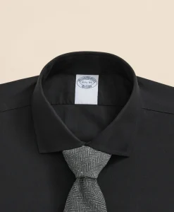Stretch Supima® Cotton Non-Iron English Spread Collar, Herringbone Dress Shirt