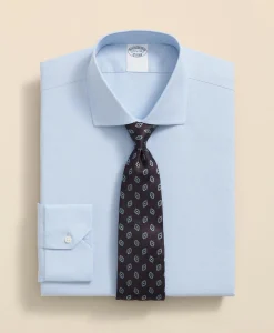 Stretch Supima® Cotton Non-Iron English Spread Collar, Herringbone Dress Shirt