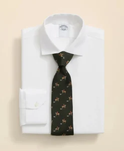Stretch Supima® Cotton Non-Iron English Spread Collar, Herringbone Dress Shirt