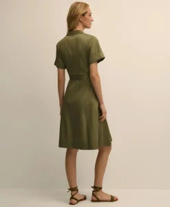 Supima® Cotton Belted Safari Shirt Dress