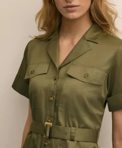 Supima® Cotton Belted Safari Shirt Dress