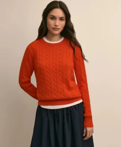 Supima® Cotton Cable Crewneck Sweater