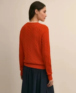 Supima® Cotton Cable Crewneck Sweater