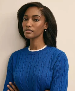 Supima® Cotton Cable Crewneck Sweater