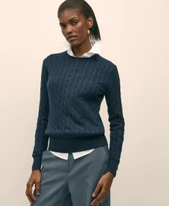 Supima® Cotton Cable Crewneck Sweater