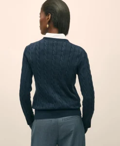 Supima® Cotton Cable Crewneck Sweater