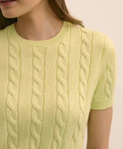 Supima® Cotton Cable Short-Sleeve Sweater