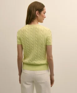 Supima® Cotton Cable Short-Sleeve Sweater