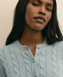 Supima® Cotton Cropped Cable Cardigan