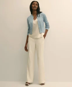 Supima® Cotton Cropped Cable Cardigan