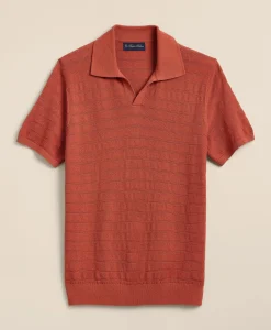 Supima® Cotton Engineered-Stripe Johnny Collar Sweater
