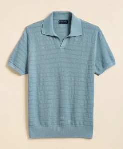 Supima® Cotton Engineered-Stripe Johnny Collar Sweater