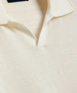 Supima® Cotton Engineered-Stripe Johnny Collar Sweater
