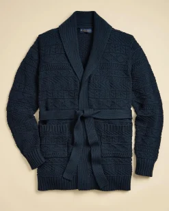 Supima® Cotton Jacquard Belted Shawl Cardigan