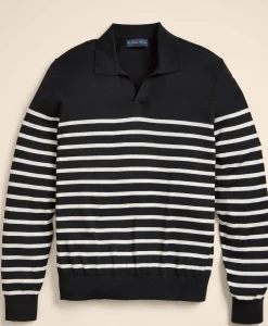 Supima® Cotton Mariner Stripe Johnny Collar Sweater