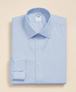 Supima® Cotton Non-Iron Dobby Ainsley Collar Striped Dress Shirt