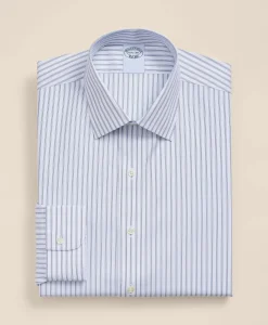 Supima® Cotton Non-Iron Dobby Ainsley Collar Striped Dress Shirt