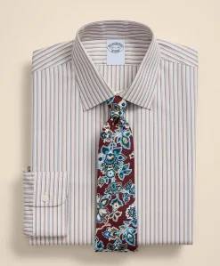 Supima® Cotton Non-Iron Pinpoint Oxford Ainsley Collar, Stripe Dress Shirt