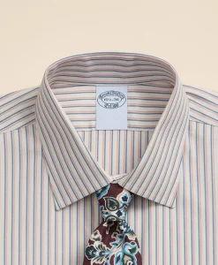 Supima® Cotton Non-Iron Pinpoint Oxford Ainsley Collar, Stripe Dress Shirt